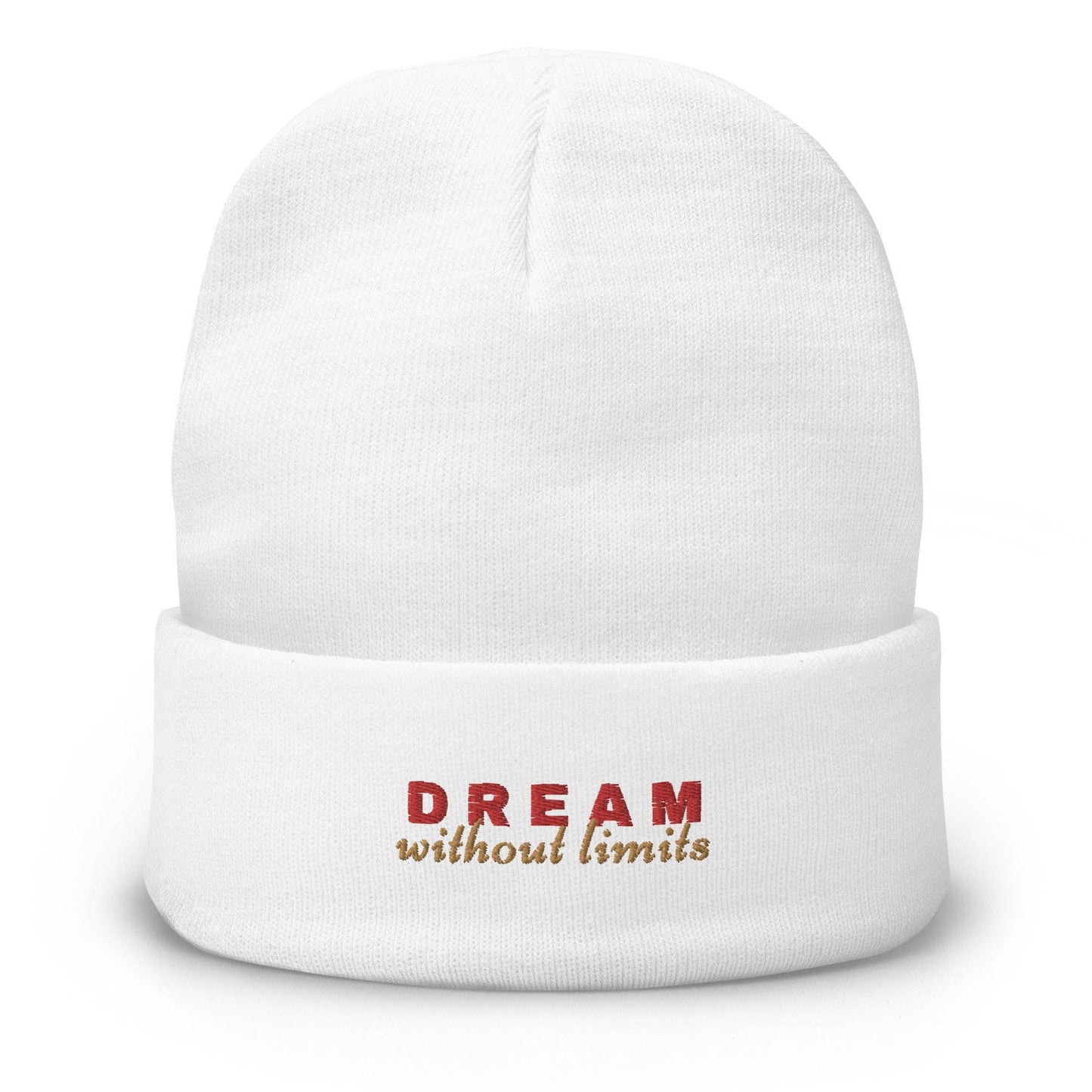 Dream without Limits Embroidered Beanie (Red and Gold) - See Love Creations