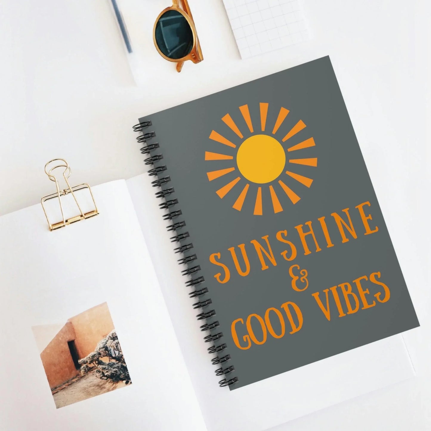 Sunshine & Good Vibes Spiral Notebook - Dark Grey - See Love Creations