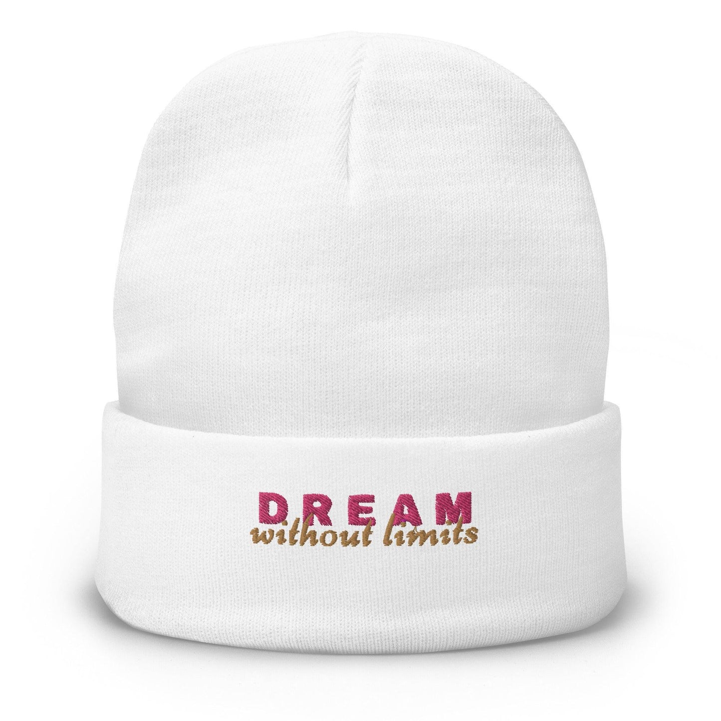 Dream without Limits Embroidered Beanie (Pink and Gold) - See Love Creations