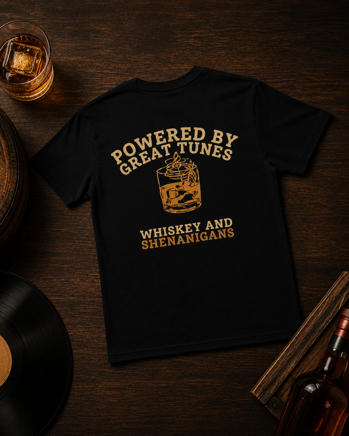 Great Tunes Whiskey and Shenangains tee