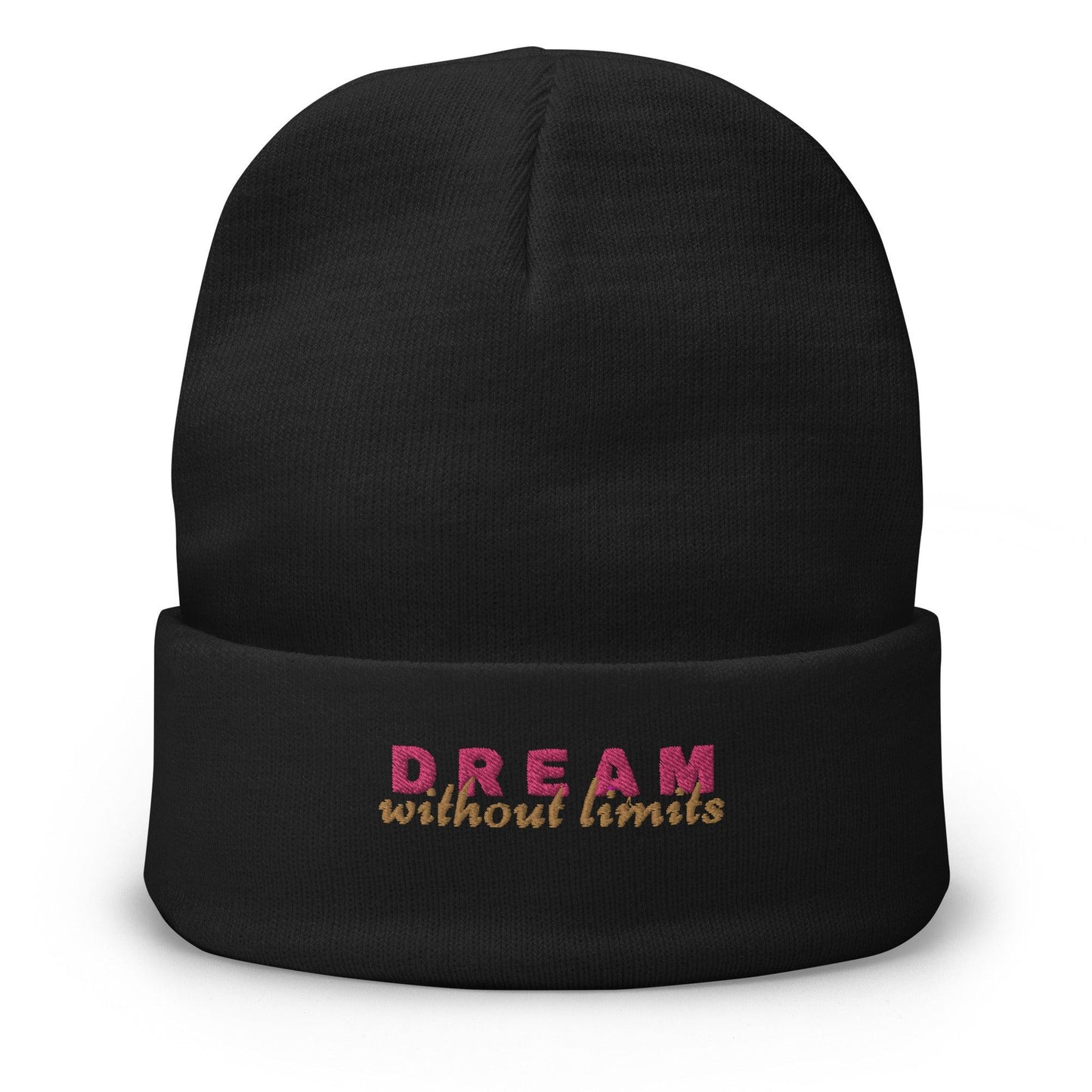 Dream without Limits Embroidered Beanie (Pink and Gold)